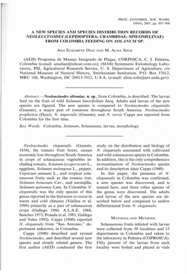 Lepidoptera: Crambidae: Spilomelinae) from Colombia Feeding on Solanum Sp