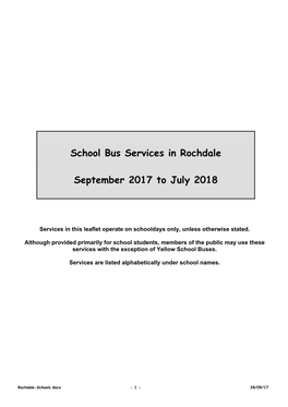 School Bus Services in Rochdale September 2017 to July 2018