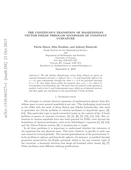 The Continuous Transition of Hamiltonian Vector Fields Through Manifolds of Constant Curvature