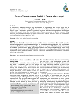 Between Monotheism and Tawhid: a Comparative Analysis