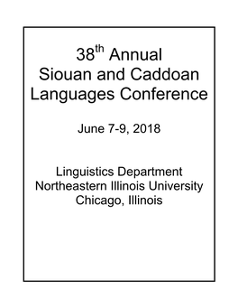 38Th Annual Siouan and Caddoan Languages Conference Program