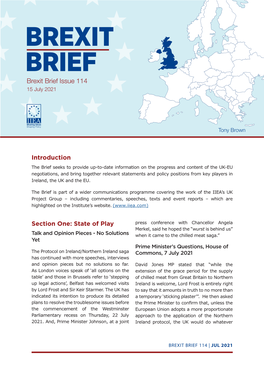 BREXIT BRIEF Brexit Brief Issue 114 15 July 2021