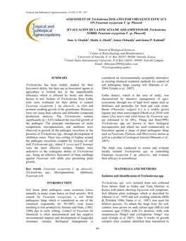 Evaluation of Trichoderma Isolates for Virulence