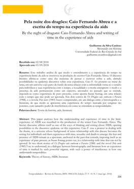 Caio Fernando Abreu E a Escrita Do Tempo Na Experiência Da Aids by the Night of Dragons: Caio Fernando Abreu and Writing of Time in the Experience of Aids