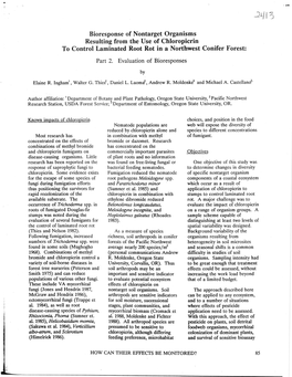 Bioresponse of Nontarget Organisms Resulting from the Use of Chloropicrin to Control Laminated Root Rot in a Northwest Conifer Forest