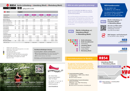 RB54 Berlin-Lichtenberg > Löwenberg (Mark) > Rheinsberg (Mark) RB54 Ab Sofort Ganzjährig Unterwegs NEB-Kundencenter