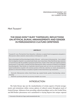 Reflections on Atypical Burial Arrangements and Gender in Mierzanowice Culture Cemeteries