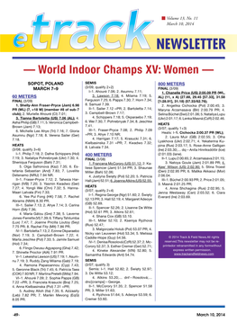 — World Indoor Champs XV: Women —