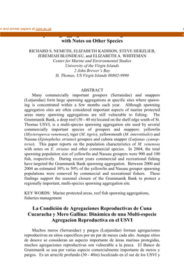 Status of a Yellowfin (Mycteroperca Venenosa) Grouper Spawning