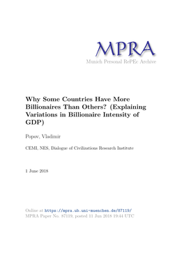 Why Some Countries Have More Billionaires Than Others? (Explaining Variations in Billionaire Intensity of GDP)