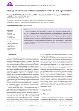 The Usage of Coal-Layered Double Oxide for Removal of Toxic Dye From