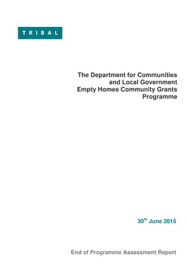 The Department for Communities and Local Government Empty Homes Community Grants Programme