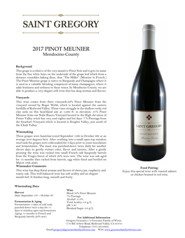 2017 PINOT MEUNIER Mendocino County