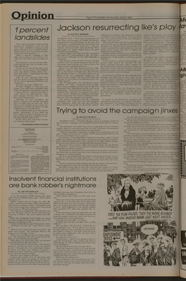 Opinion Page 2/The Battalion/Wednesday, June 6, 1984 Jackson Resurrecting Ike's Ploy 1 Percent Ur by DAVID S