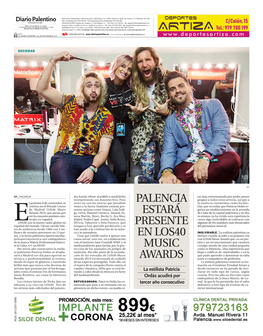 Palencia Estará Presente En Los40 Music Awards