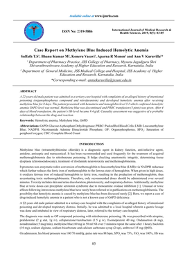 Case Report on Methylene Blue Induced Hemolytic Anemia