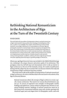Rethinking National Romanticism in the Architecture of Riga at the Turn of the Twentieth Century