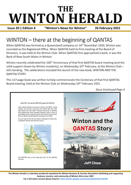WINTON HERALD Issue 20 | Edition 4 “Winton’S News for Winton” 26 February 2021