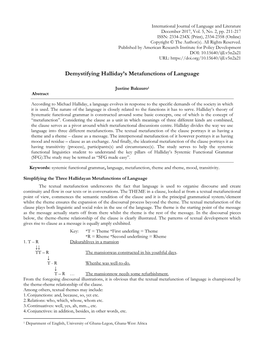 Demystifying Halliday's Metafunctions of Language