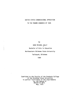 United States Congressional Opposition to the Panama Congress of 1826