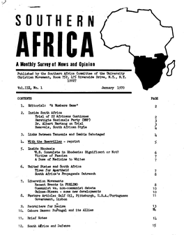 SOUTHERN/ AFRI a a Monthly Survey of News and Opinion