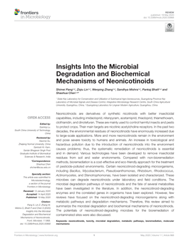 Insights Into the Microbial Degradation and Biochemical Mechanisms of Neonicotinoids