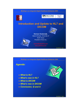 Intro to HL7 and DICOM