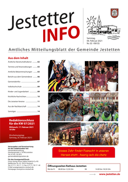 Amtliches Mitteilungsblatt Der Gemeinde Jestetten