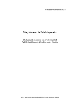 Molybdenum in Drinking-Water