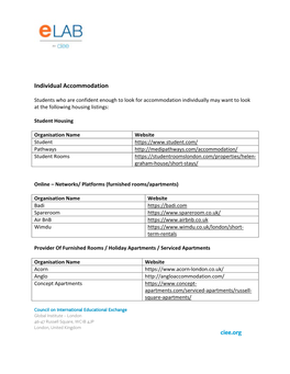 Individual Accommodation