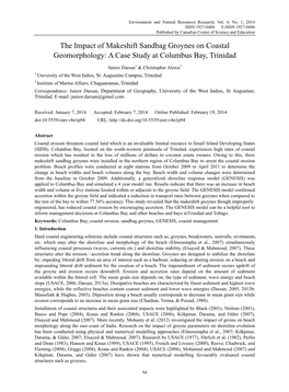 The Impact of Makeshift Sandbag Groynes on Coastal Geomorphology: a Case Study at Columbus Bay, Trinidad