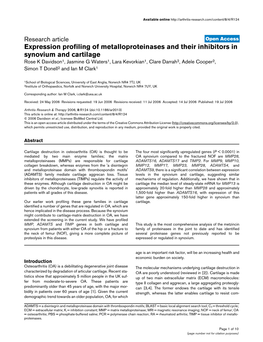 Expression Profiling of Metalloproteinases and Their