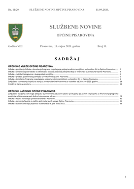 Službene Novine Općine Pisarovina Br. 11