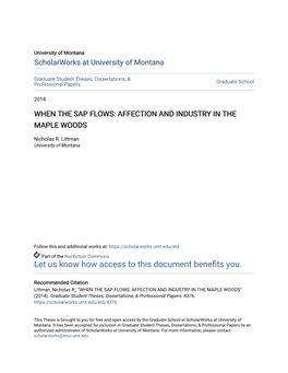 When the Sap Flows: Affection and Industry in the Maple Woods