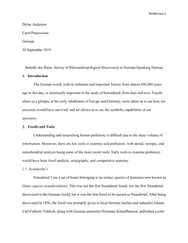 Survey of Paleoanthropological Discoveries in German-Speaking Nations