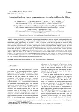 Impacts of Land-Use Change on Ecosystem Service Value in Changsha, China