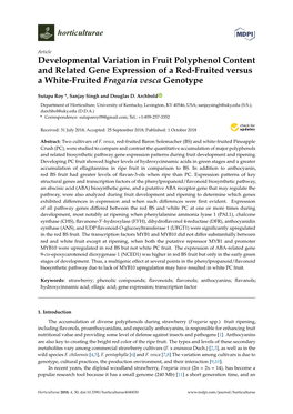 Developmental Variation in Fruit Polyphenol Content and Related Gene Expression of a Red-Fruited Versus a White-Fruited Fragaria Vesca Genotype