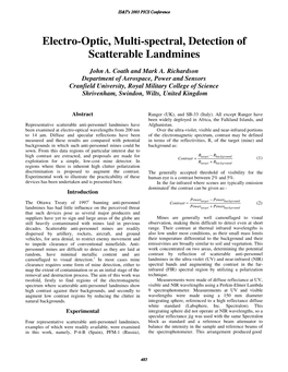 Electro-Optic, Multi-Spectral, Detection of Scatterable Landmines