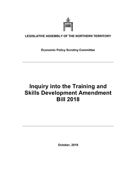 Inquiry Into the Training and Skills Development Amendment Bill 2018