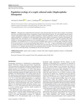 Population Ecology of a Cryptic Arboreal Snake (Hoplocephalus Bitorquatus)