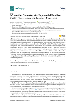 Exponential Families: Dually-Flat, Hessian and Legendre Structures