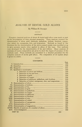 Analysis of Dental Gold Alloys