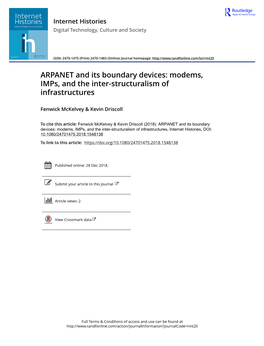 ARPANET and Its Boundary Devices: Modems, Imps, and the Inter-Structuralism of Infrastructures