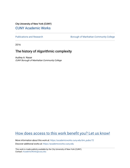 The History of Algorithmic Complexity