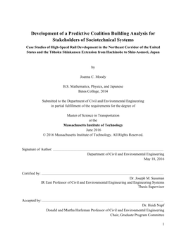 Development of a Predictive Coalition Building Analysis for Stakeholders