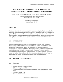 Determination of Particle Size Distribution in Sediments