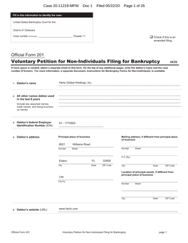 Voluntary Petition for Non-Individuals Filing for Bankruptcy 04/20 If More Space Is Needed, Attach a Separate Sheet to This Form