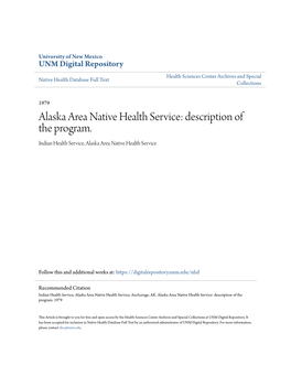 Alaska Area Native Health Service: Description of the Program