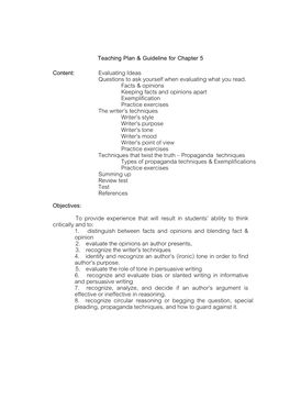 Evaluating Ideas Questions to Ask Yourself When Evaluating What You Read