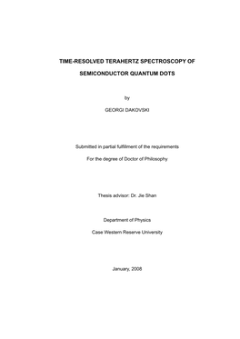 Time-Resolved Terahertz Spectroscopy Of
